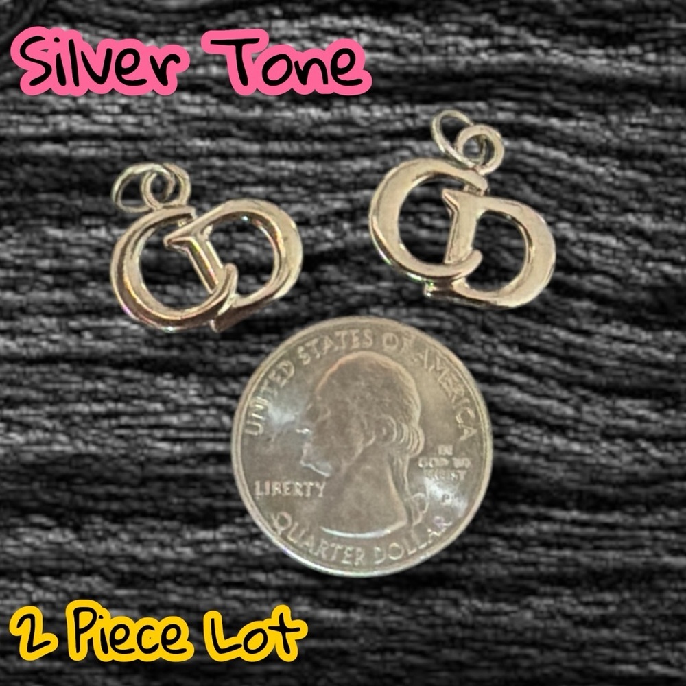 2 Piece Lot CD Silver Tone Charm